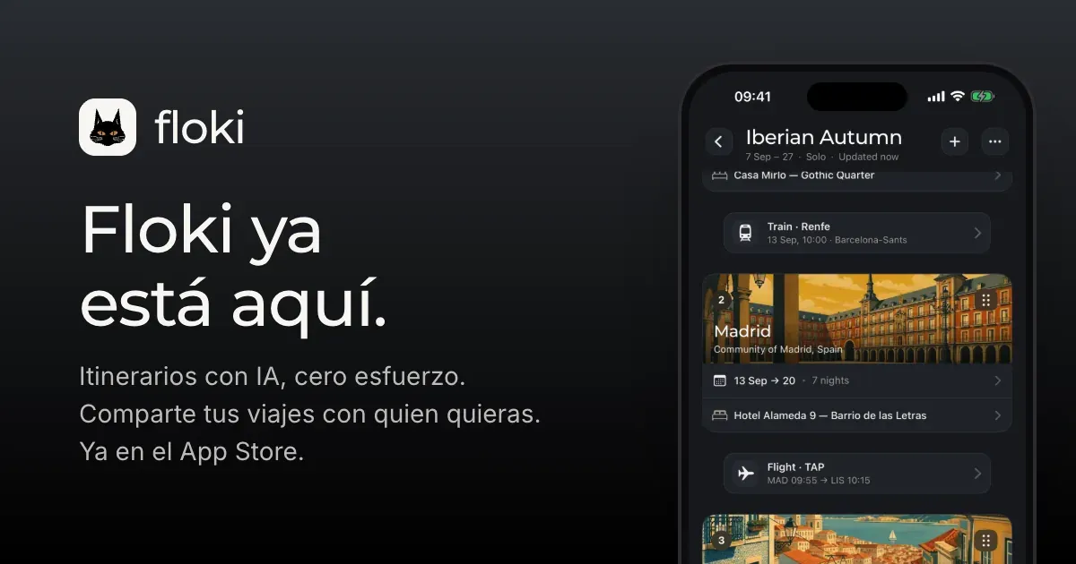 La app Floki en un iPhone, junto al titular Floki ya está aquí
